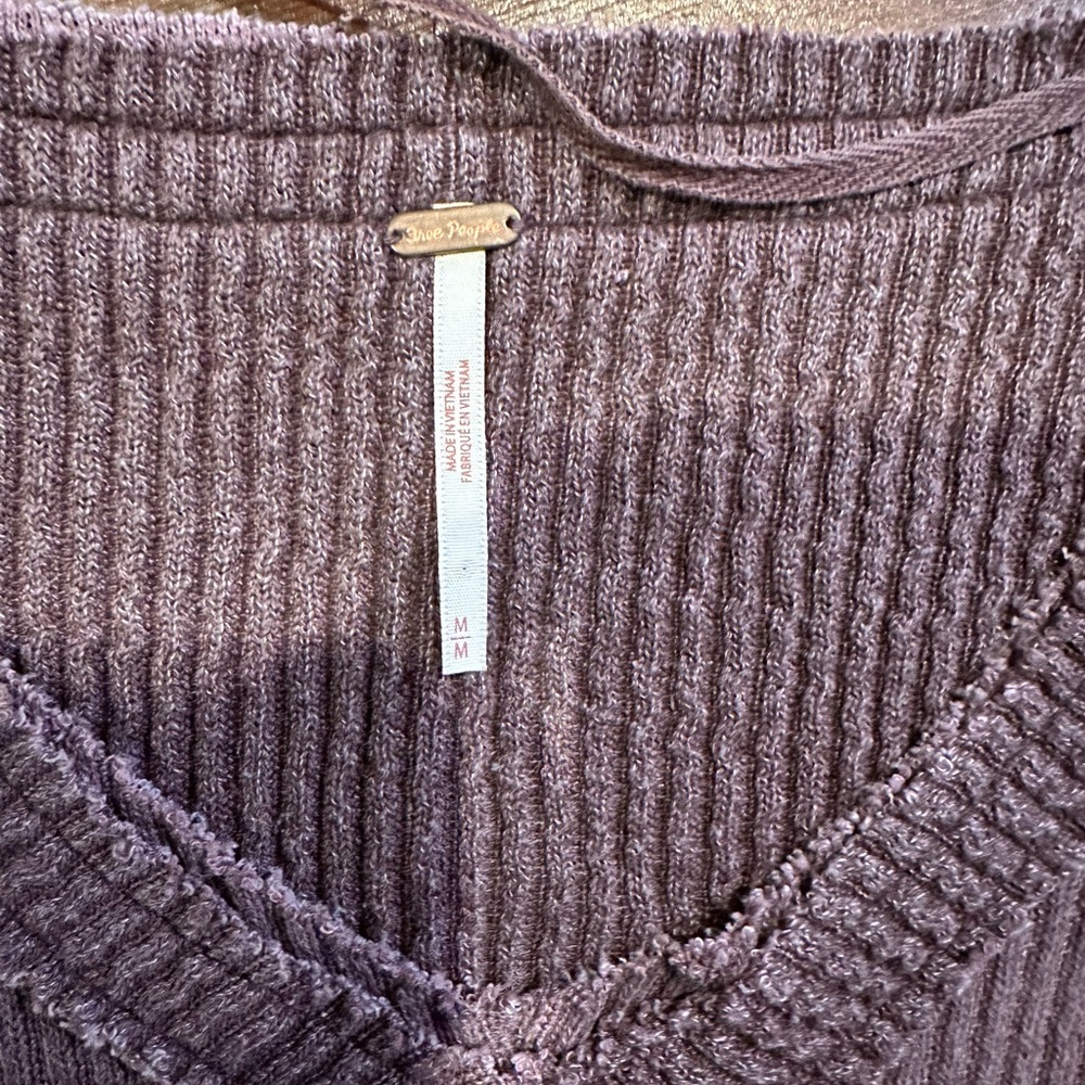 Free People Purple V-Neck Sweater